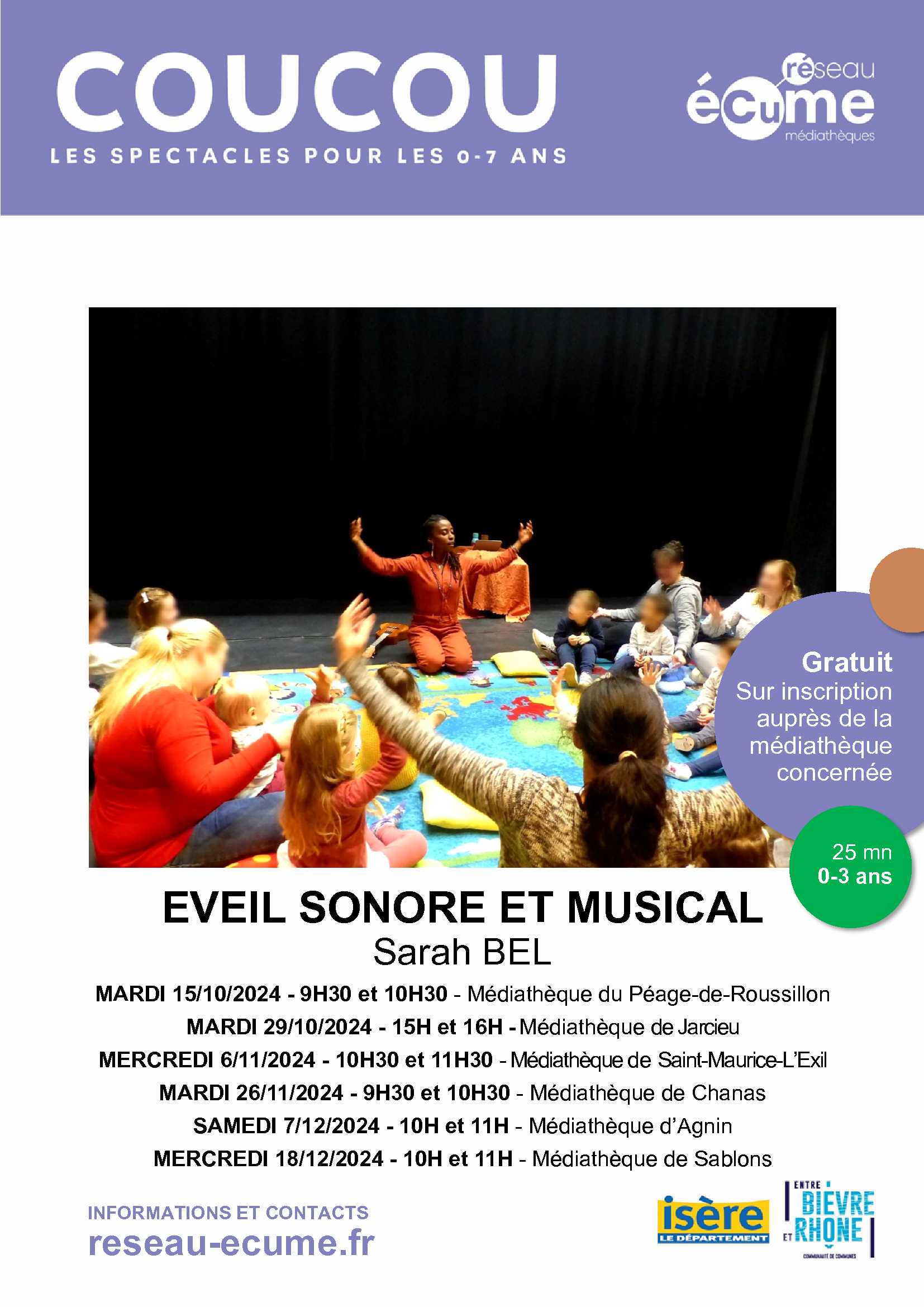 COUCOU SPECTACLE POUR LES 0-7 ANS – EVEIL SONORE ET MUSICAL